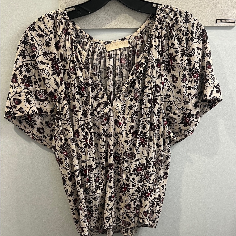 Ulla Johnson Black and White Floral Blouse
